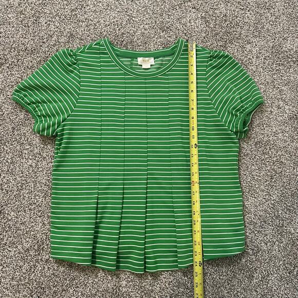 Maeve Anthropologie green & white striped short sleeve top size L - Picture 9 of 13